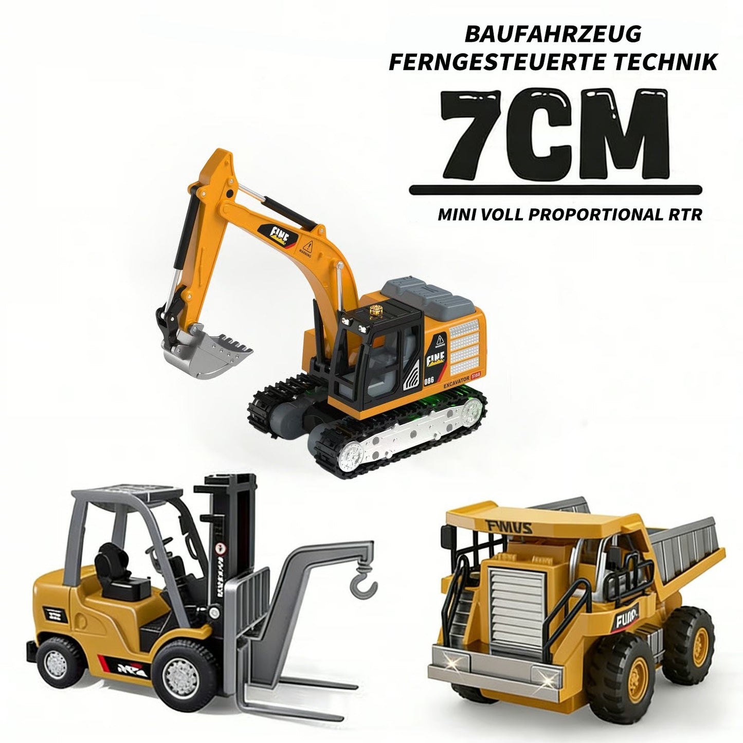 🚜✨ Fernsteuerbarer Bagger, Gabelstapler & Kipper – Mini RC Baustellen-Set aus Legierung mit Geländefähigkeit! ✨🏗️