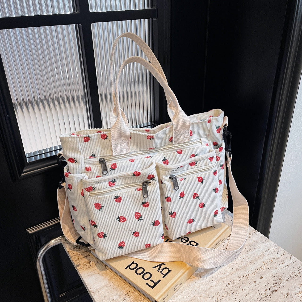 🤎Retro-Schultertasche – Cord-Tragetasche mit mehreren Fächern, großem Fassungsvermögen, schlichte Schulter-/Umhängetasche für den Alltag