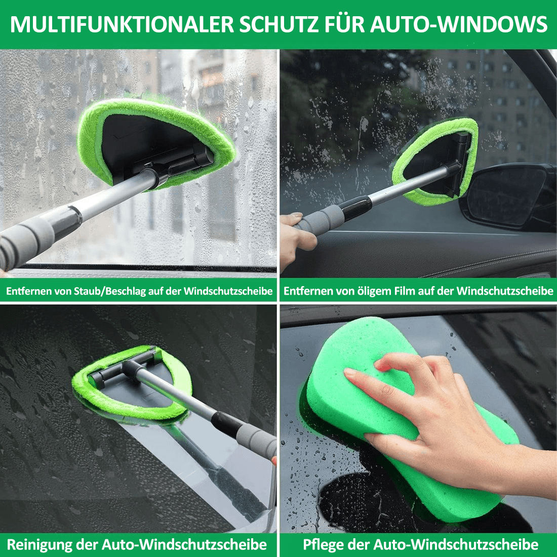 Mikrofaser-Scheibenreiniger mit ausziehbarem Griff