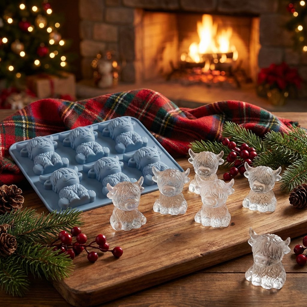 🐮 Mini-Hochlandkuh-Eiswürfelform – Niedliche 3D-Eiswürfel für Getränke, Partys und Geschenke