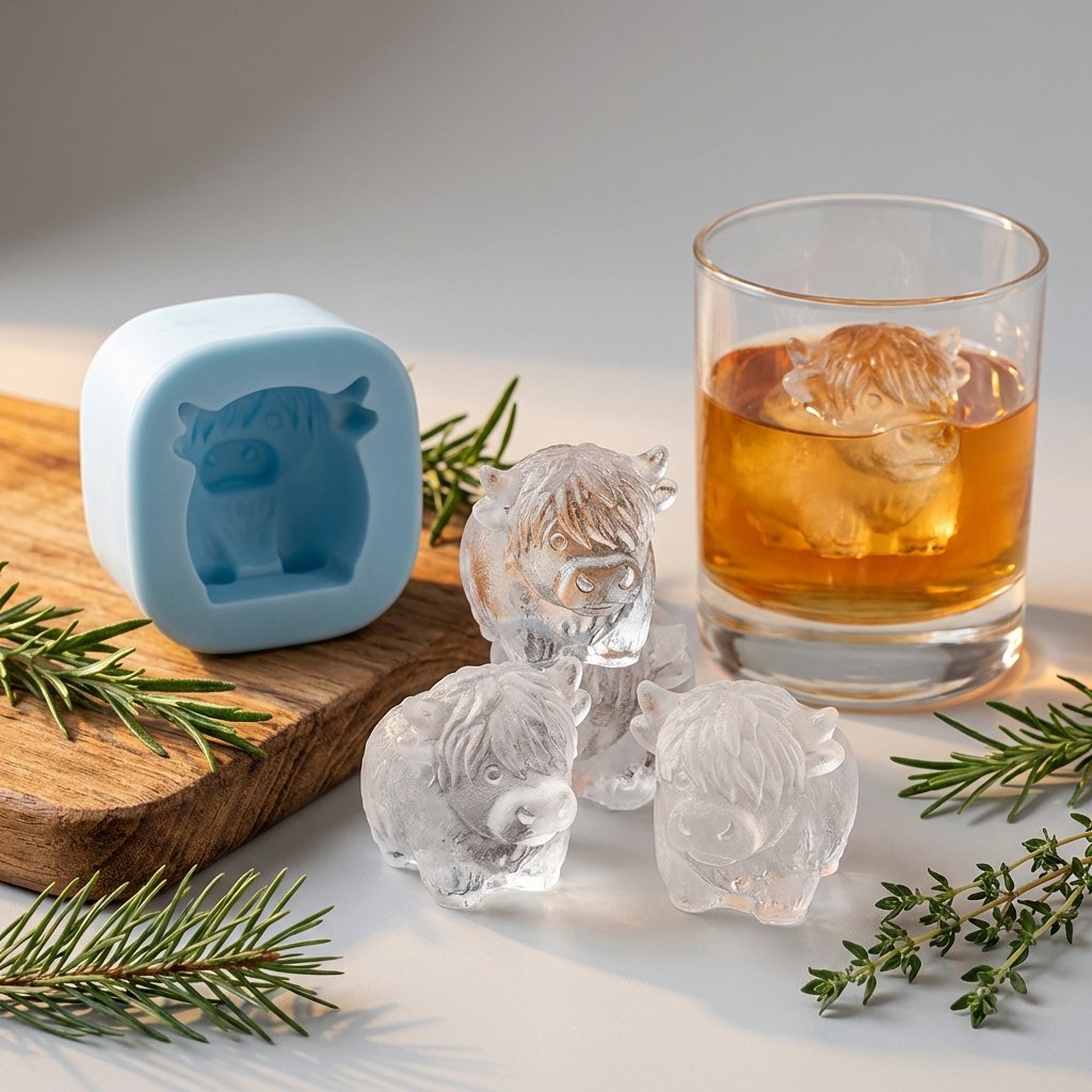 🐮 Mini-Hochlandkuh-Eiswürfelform – Niedliche 3D-Eiswürfel für Getränke, Partys und Geschenke