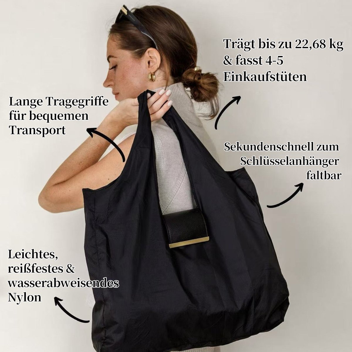 🔥Schlüsselanhänger-Tasche aus Veganem Leder – Wird zur geräumigen Einkaufstasche