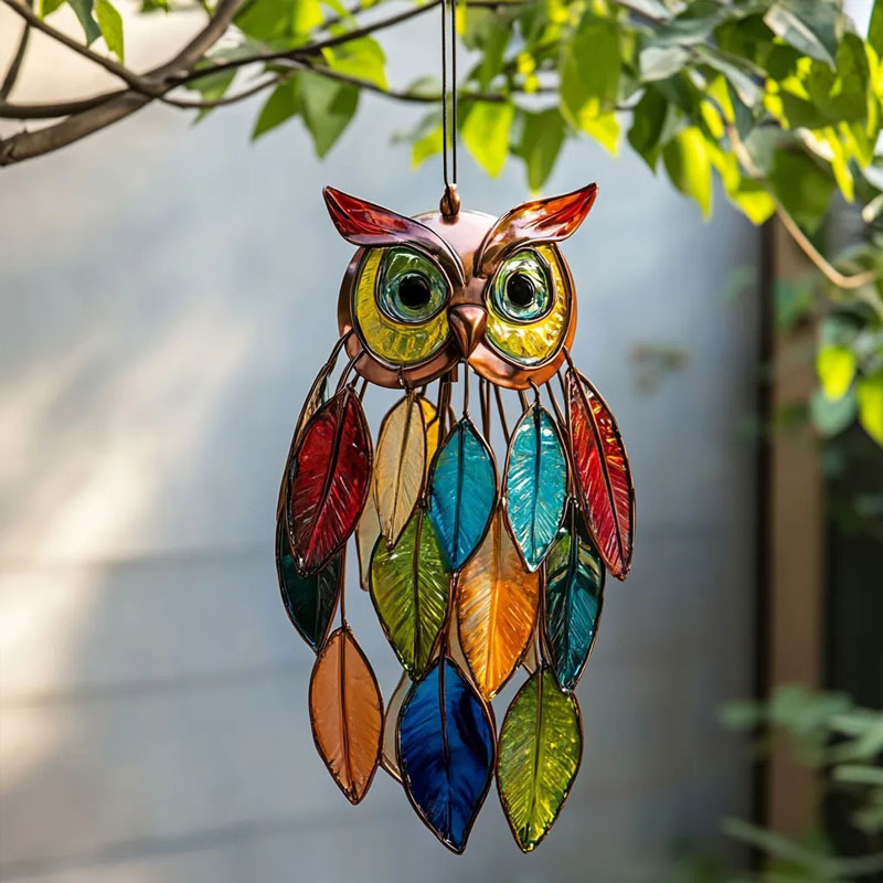 🦉✨Bunte Sonnen-Eulen - Farbenspiel für Fenster & Garten