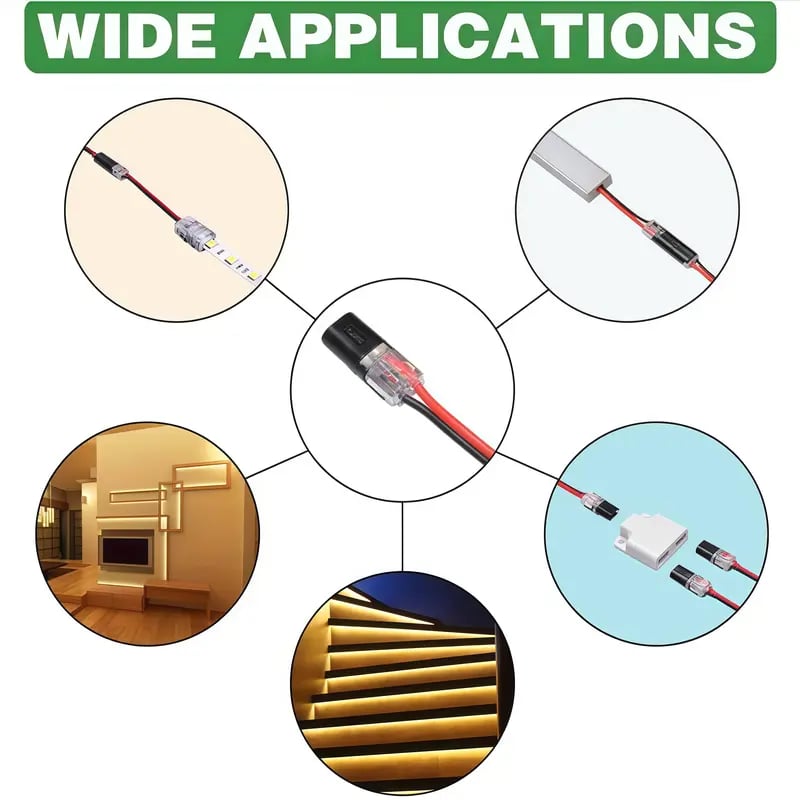 Schnelle Verkabelung🔌Doppelkabelanschluss Anschlüsse der LED-Lichterkette 2 Stifte