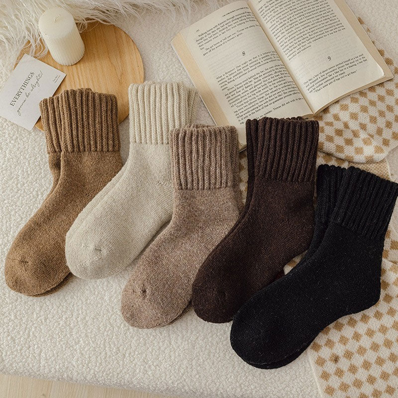 🧦5 Paar Wollsocken für Frauen - warme, mittelhohe Socken
