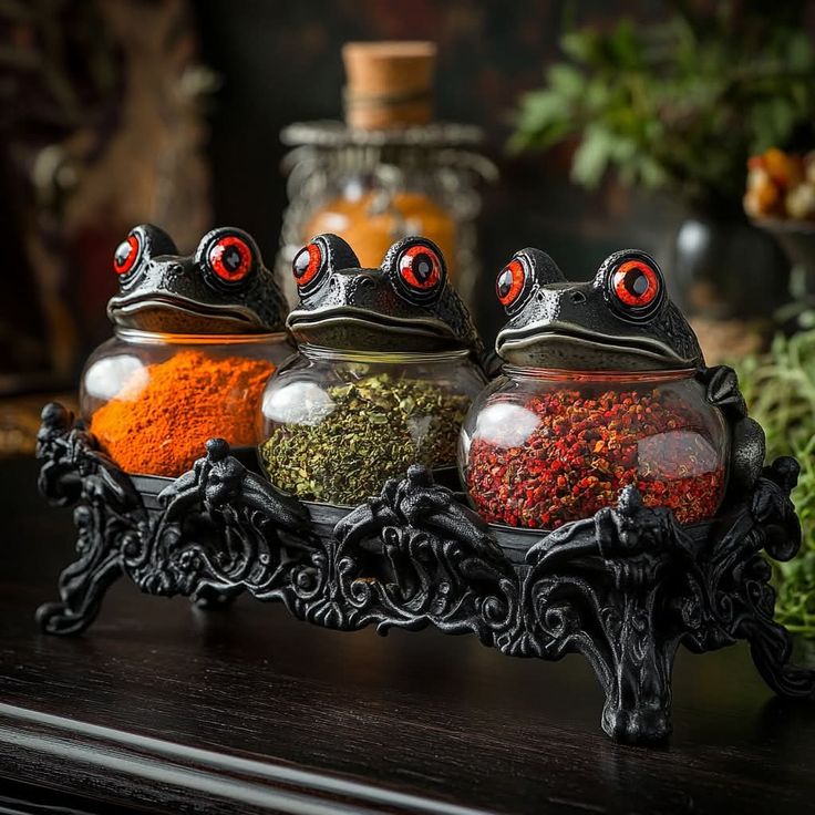 🐸🔮 Hexenfrosch-Gewürzdosen – Gotische Gewürzbehälter mit geheimnisvollem Apothekencharme! 🧙‍♀️✨