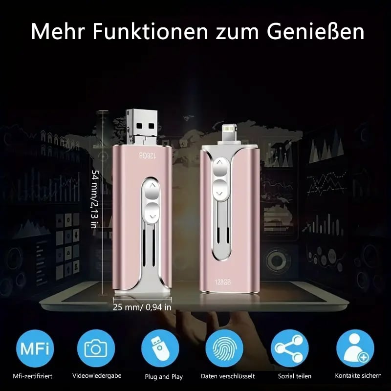 🔥Het Försäljning - 49% Rabatt🔥16 ~ 256 GB Micro USB + 8 Pin + USB 3.0 4 in 1 Praktischer U-Disk-Dator