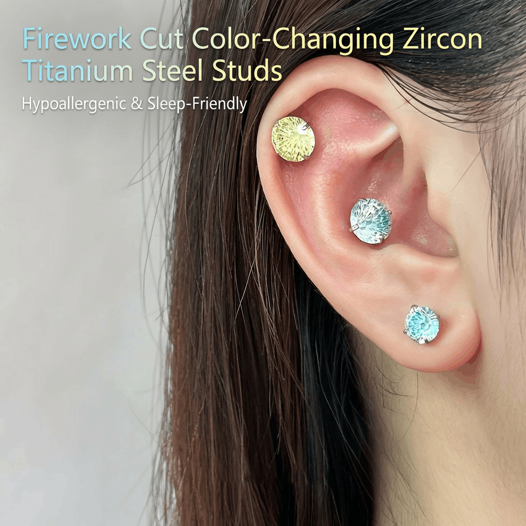 🌈Ohrringe aus Zirkonium-Titanstahl mit feuerwerksartigem Farbwechsel – angenehm zu tragen💫