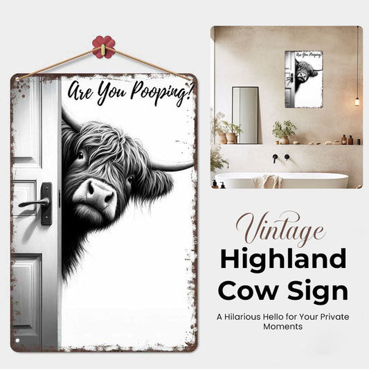 🐄 Der freche Besucher: Vintage-Schal aus Hochlandrindern