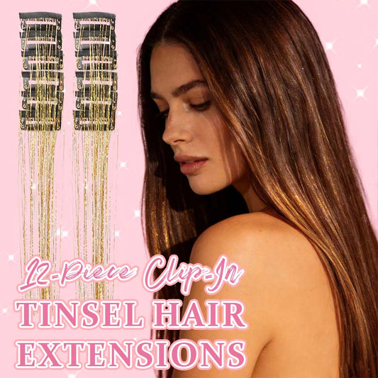 🔥KAUFE 1, BEKOMME 1 GRATIS（24 Stück ）✨ [Instant Sparkle] 12-teilige Clip-in-Haarverlängerungen mit Glitzer | Glanz in wenigen Sekunden! 🦄💖
