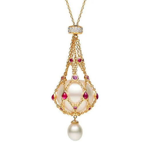📿✨ Lavaliere-Anhänger mit Süßwasserperle und blauem Edelstein✨🔮