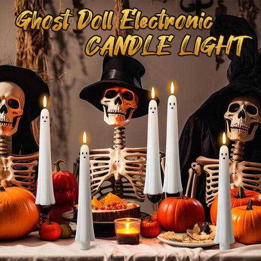 🎃👻 Ferngesteuertes Geisterlicht mit 3D-flammendem Docht 👻🎃