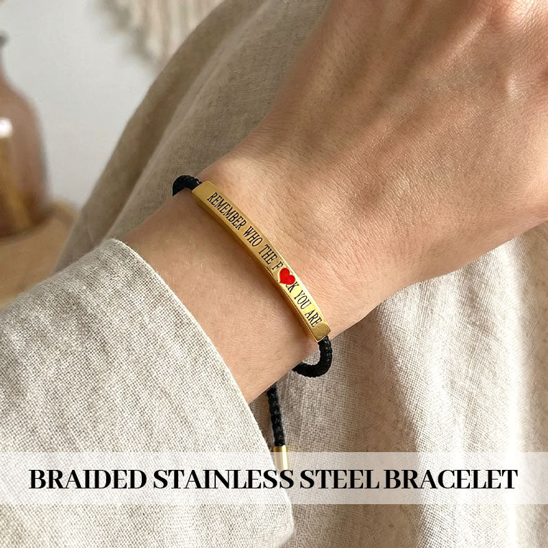 ✨📿 Geflochtenes Edelstahlarmband – Verstellbares Armband mit motivierender Botschaft für tägliche Inspiration! ✨🦾