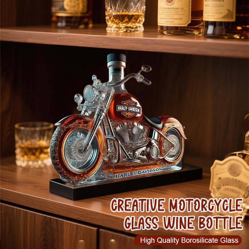 Kreative Motorrad-Weinflasche aus Glas