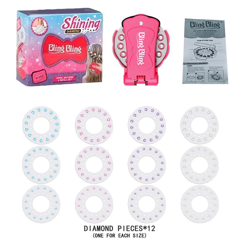 ✨Glitter Diamond Styling Tools Hair Gemstone Styling Set zum Beleuchten von Mädchenhaar, Kleidung, Accessoires, No Heat Required Hair Styling Accessories
