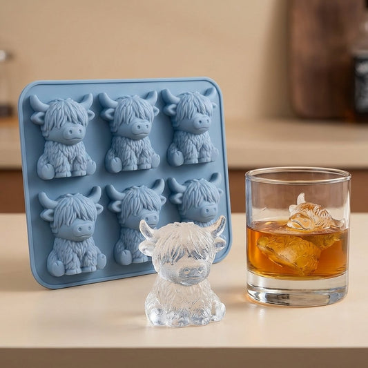 🐮 Mini-Hochlandkuh-Eiswürfelform – Niedliche 3D-Eiswürfel für Getränke, Partys und Geschenke