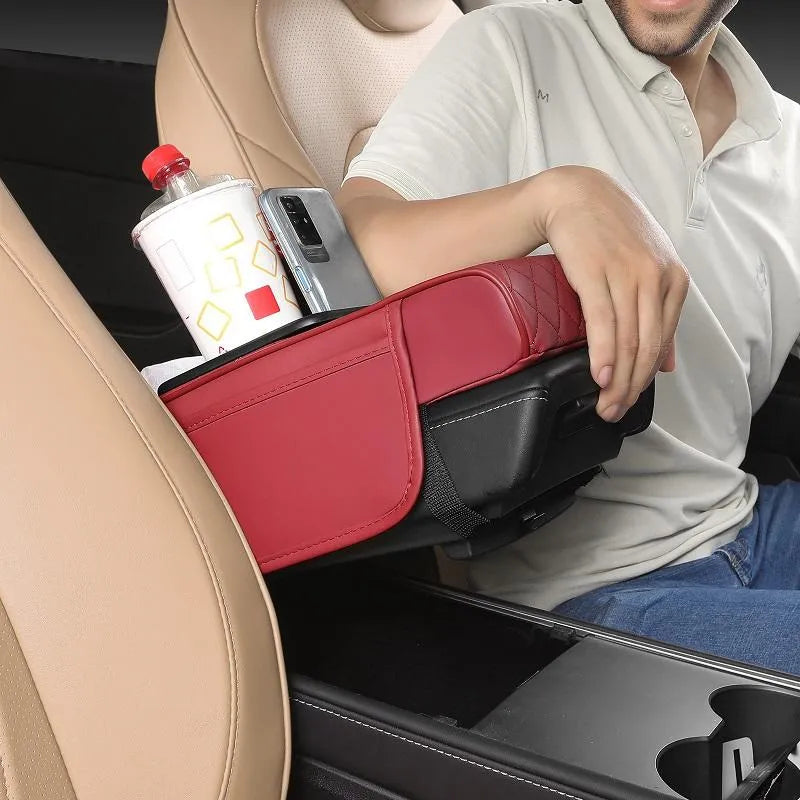 🚗 🔥 Multifunktionale Auto-Armlehnenmatte aus PU-Leder