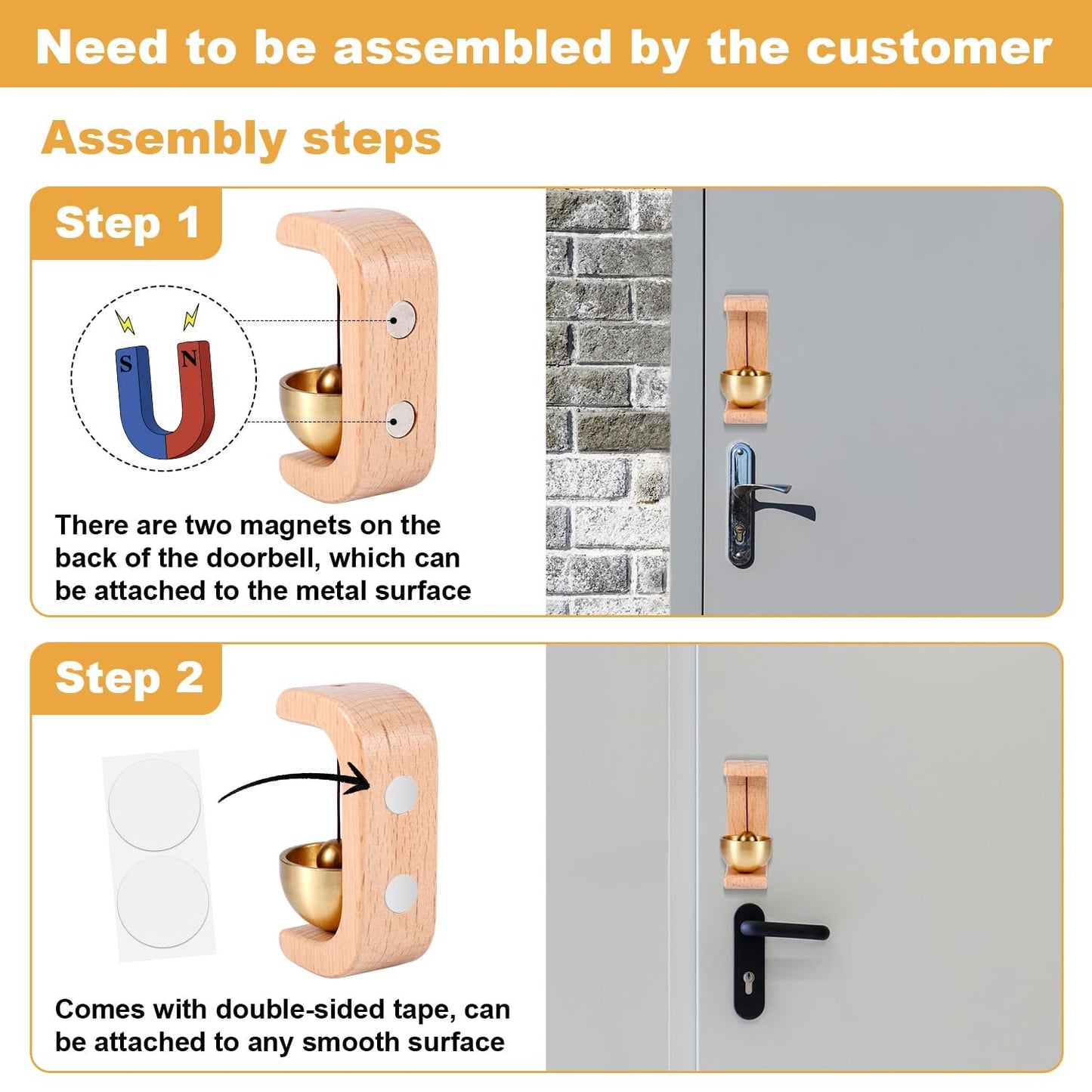 🔔 Magnetische Holztürklingel für alle Materialien