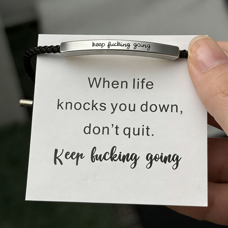 ✨📿 Geflochtenes Edelstahlarmband – Verstellbares Armband mit motivierender Botschaft für tägliche Inspiration! ✨🦾