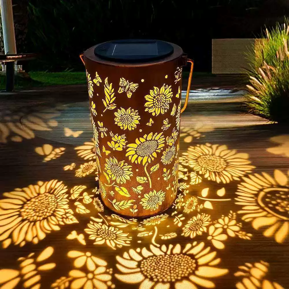 🌞Bunte Solar-Gartenlaterne mit Sonnenblumen-Leuchteffekt