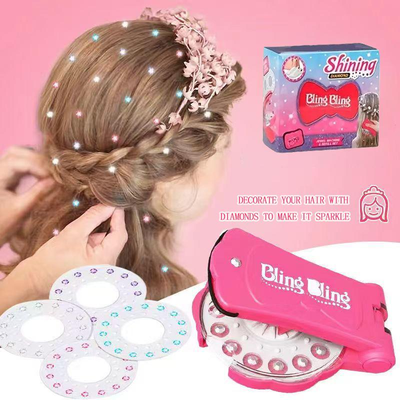 ✨Glitter Diamond Styling Tools Hair Gemstone Styling Set zum Beleuchten von Mädchenhaar, Kleidung, Accessoires, No Heat Required Hair Styling Accessories