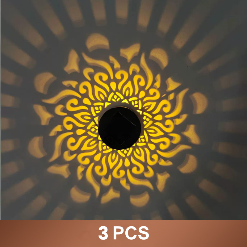 ☀️ Solar-Mandala-Leuchte für Garten und Terrasse – 2-in-1-Steh- und Wandleuchte – Dekorative Beleuchtung im Vintage-Look – Rostfrei und langlebig