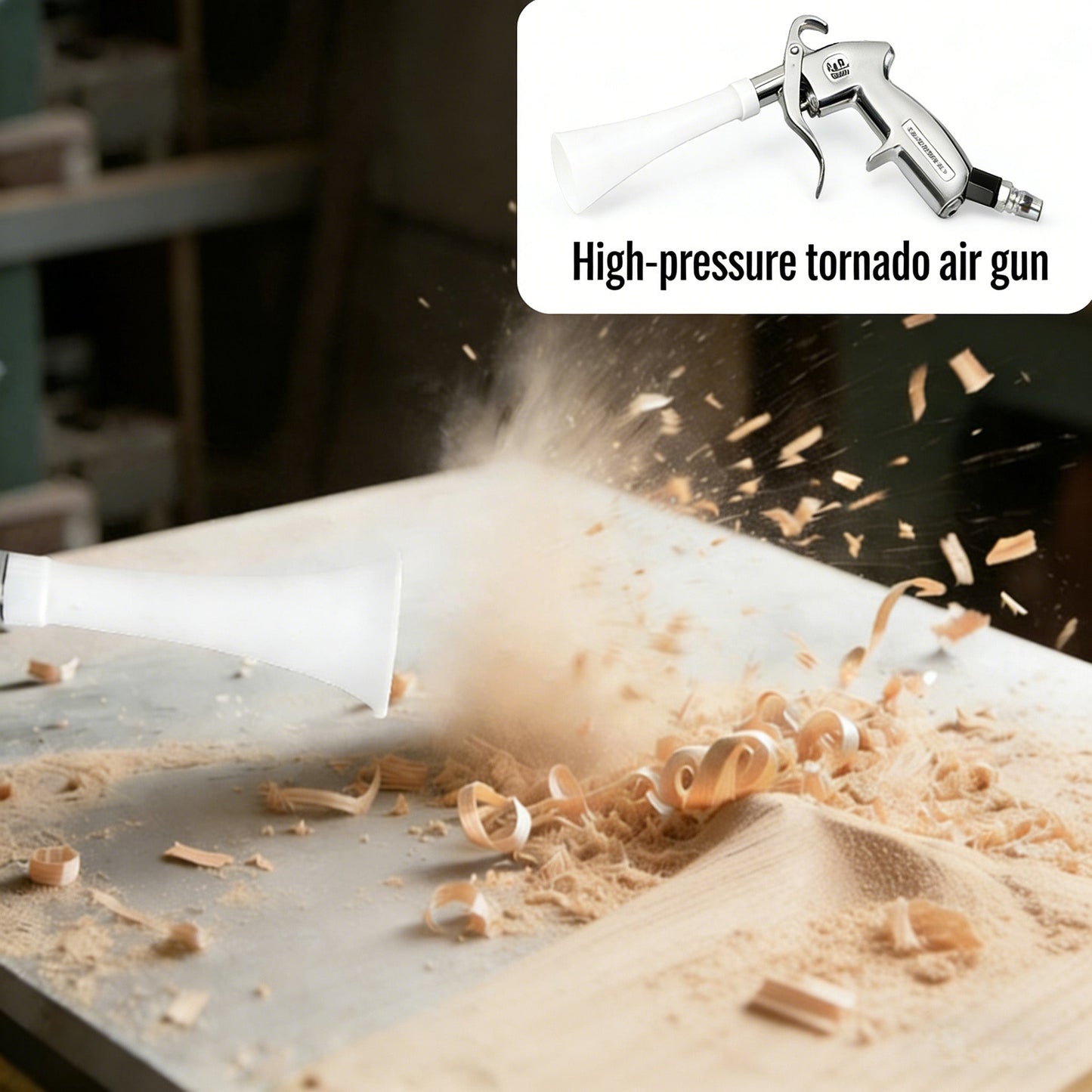 Tornado Reinigungspistole – 2-in-1-Luftblaspistole mit Bürste