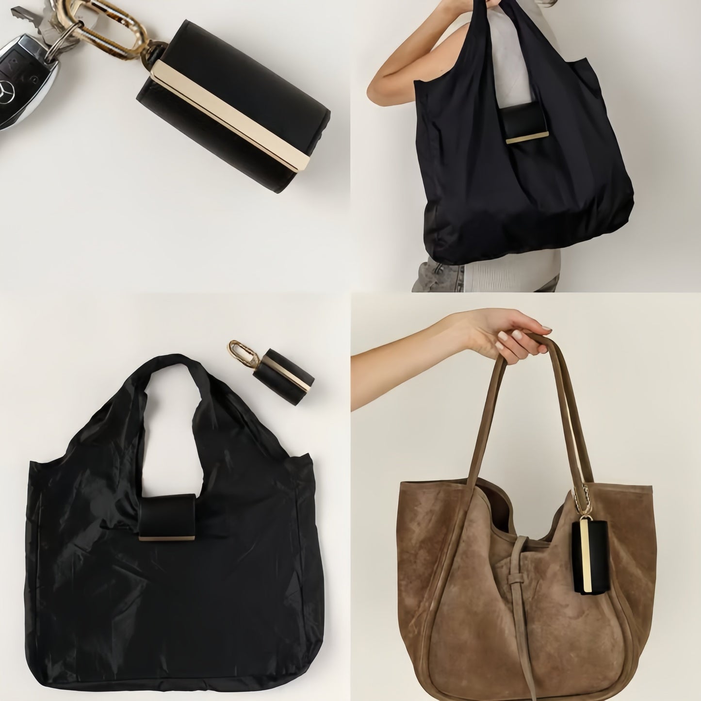 🔥Schlüsselanhänger-Tasche aus Veganem Leder – Wird zur geräumigen Einkaufstasche