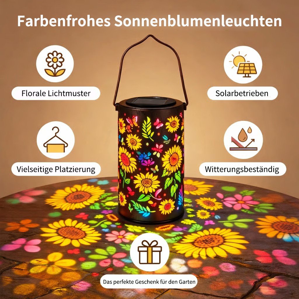 🌞Bunte Solar-Gartenlaterne mit Sonnenblumen-Leuchteffekt