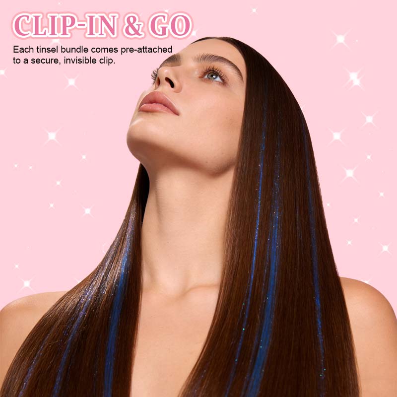 🔥KAUFE 1, BEKOMME 1 GRATIS（24 Stück ）✨ [Instant Sparkle] 12-teilige Clip-in-Haarverlängerungen mit Glitzer | Glanz in wenigen Sekunden! 🦄💖