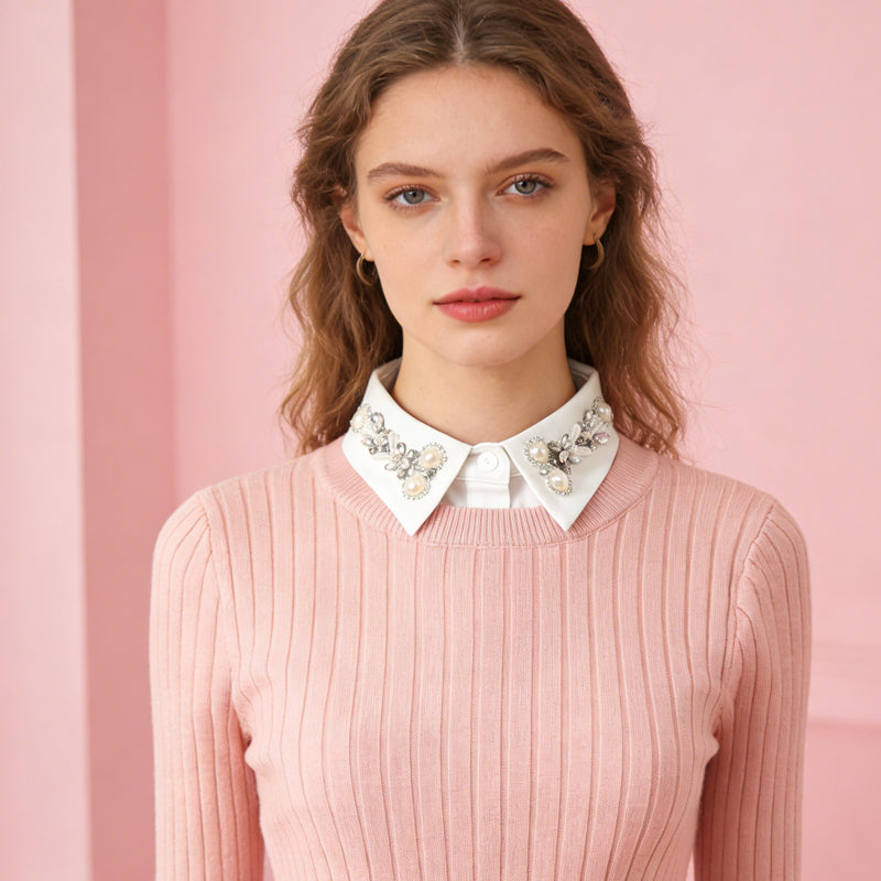 ✨👗 Diamant- und Perlen-Kunstkragen – Abnehmbarer, funkelnder Statement-Kragen für Pullover und Kleider! ✨💎