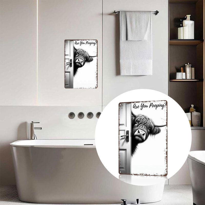 🐄 Der freche Besucher: Vintage-Schal aus Hochlandrindern