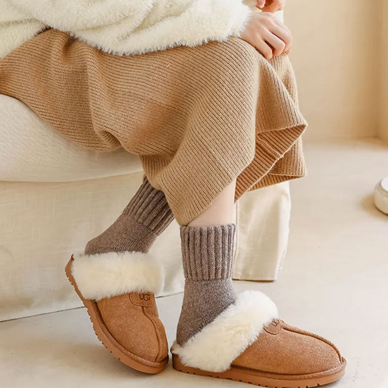 🧦5 Paar Wollsocken für Frauen - warme, mittelhohe Socken