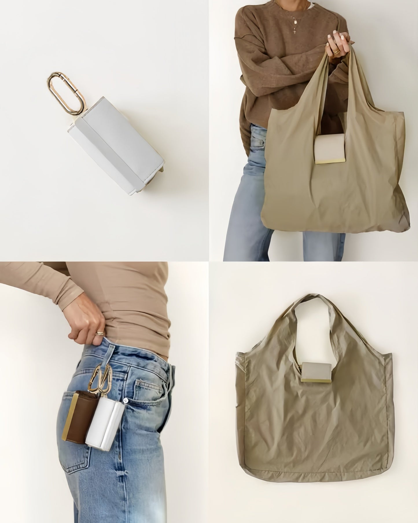 🔥Schlüsselanhänger-Tasche aus Veganem Leder – Wird zur geräumigen Einkaufstasche