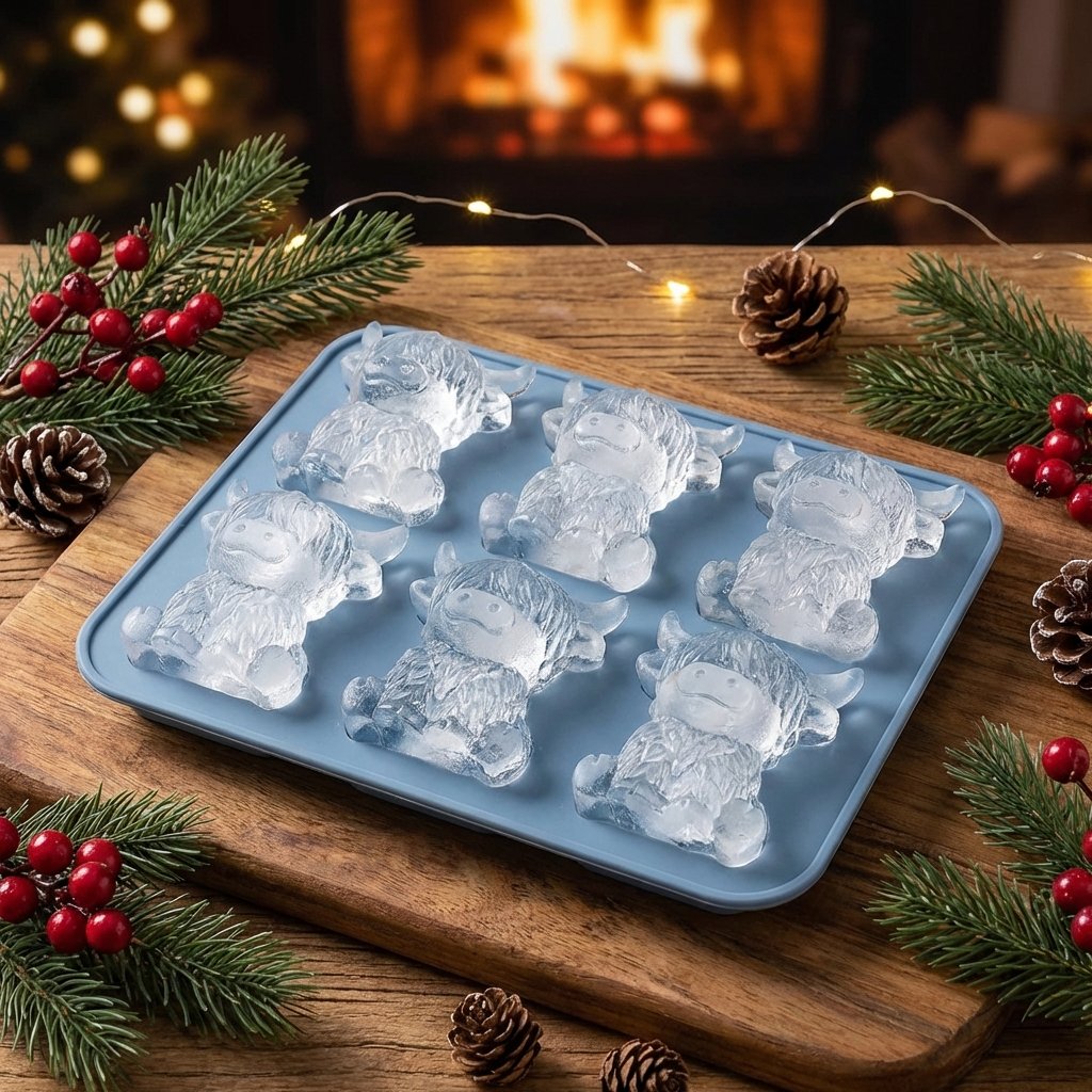 🐮 Mini-Hochlandkuh-Eiswürfelform – Niedliche 3D-Eiswürfel für Getränke, Partys und Geschenke