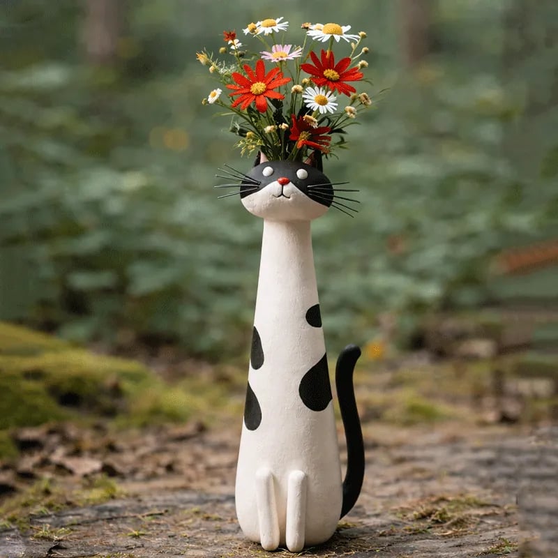 😻 Handgefertigte, originelle Keramik-Katzenvase