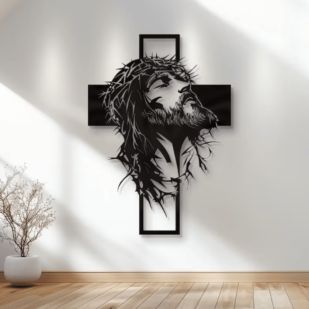 🔥🔥Jesus Kreuz Eisen Schild Christus Wandkunst Dekoration✝️🖼️ Veredeln Sie Ihren Raum mit spiritueller Eleganz 🙌✨
