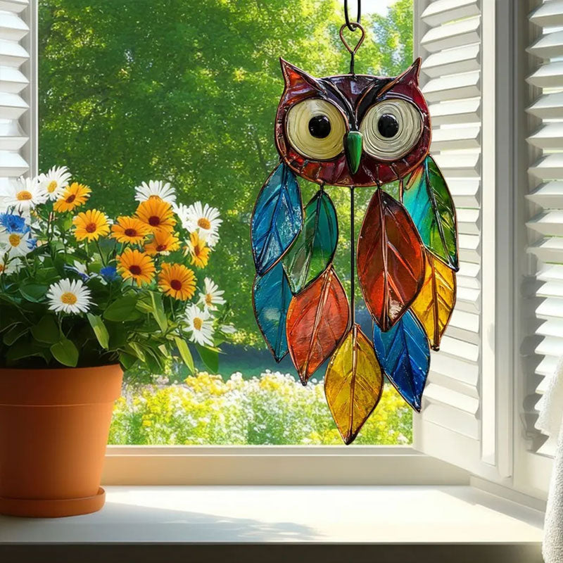 🦉✨Bunte Sonnen-Eulen - Farbenspiel für Fenster & Garten