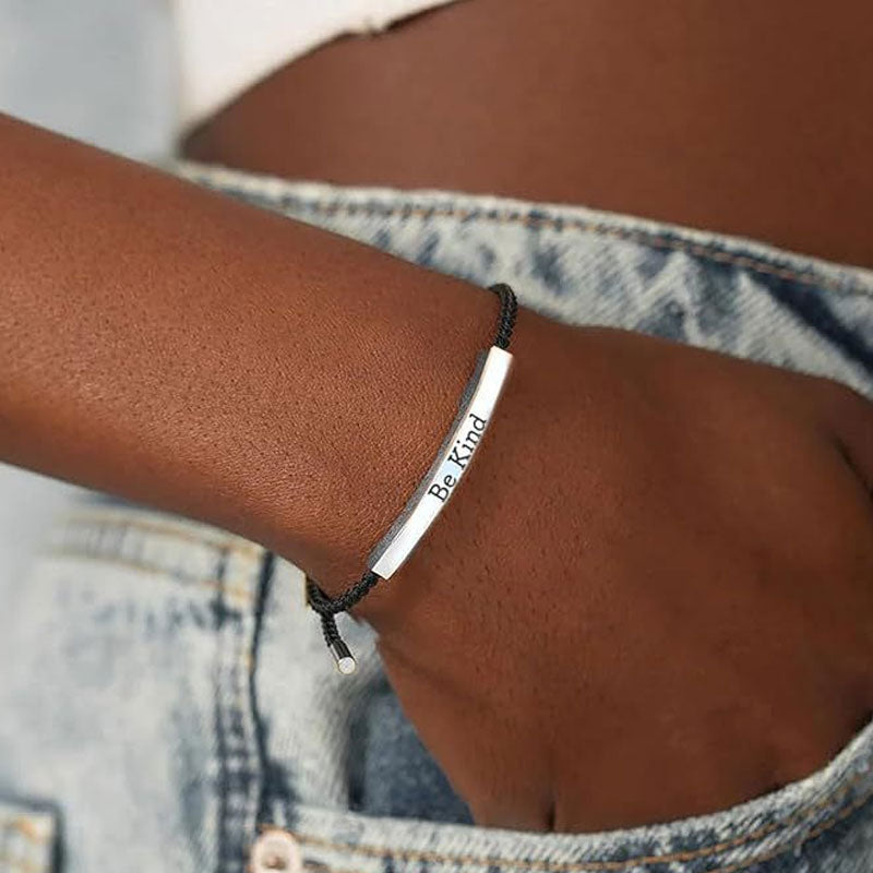 ✨📿 Geflochtenes Edelstahlarmband – Verstellbares Armband mit motivierender Botschaft für tägliche Inspiration! ✨🦾