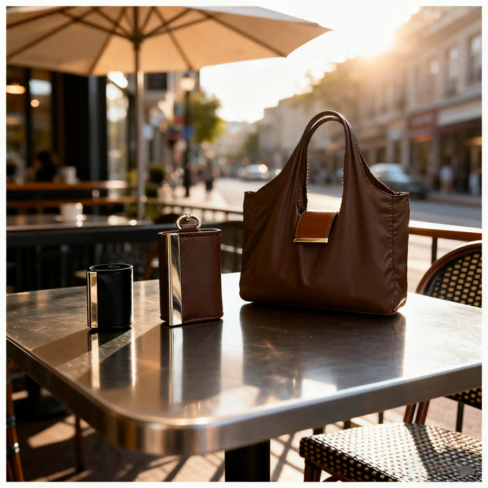 🔥Schlüsselanhänger-Tasche aus Veganem Leder – Wird zur geräumigen Einkaufstasche