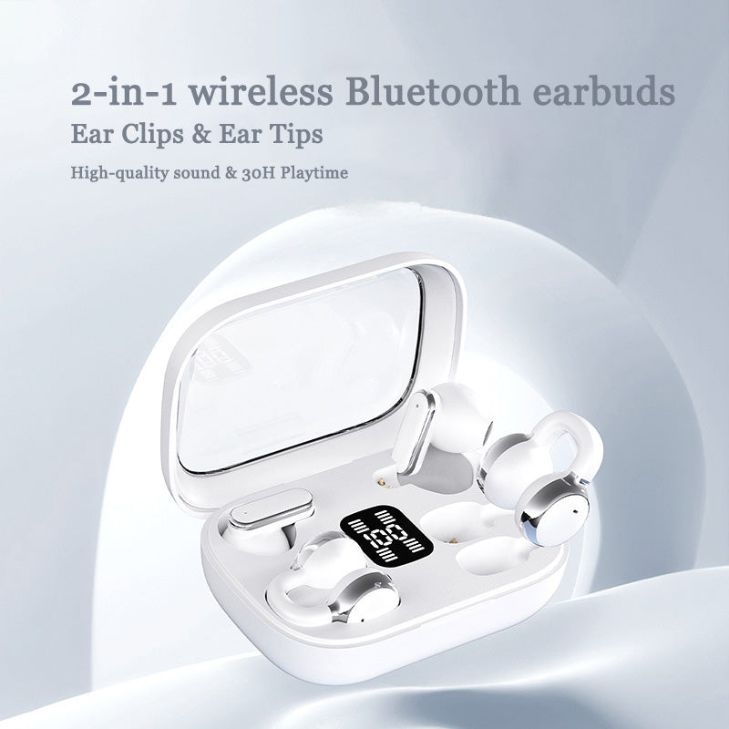 2-in-1-Bluetooth-Ohrhörer mit Ohrbügeln und Ohrstöpseln | 30 Stunden Wiedergabezeit