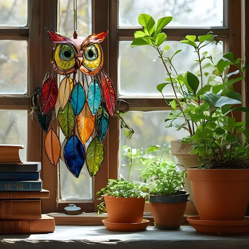 🦉✨Bunte Sonnen-Eulen - Farbenspiel für Fenster & Garten