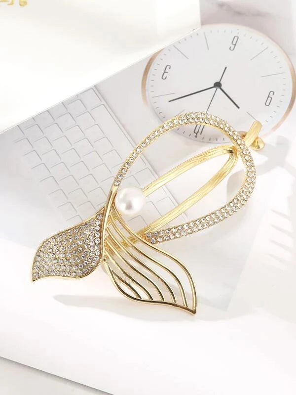 Fischschwanz-Haarklammer mit Strass oder Perlen