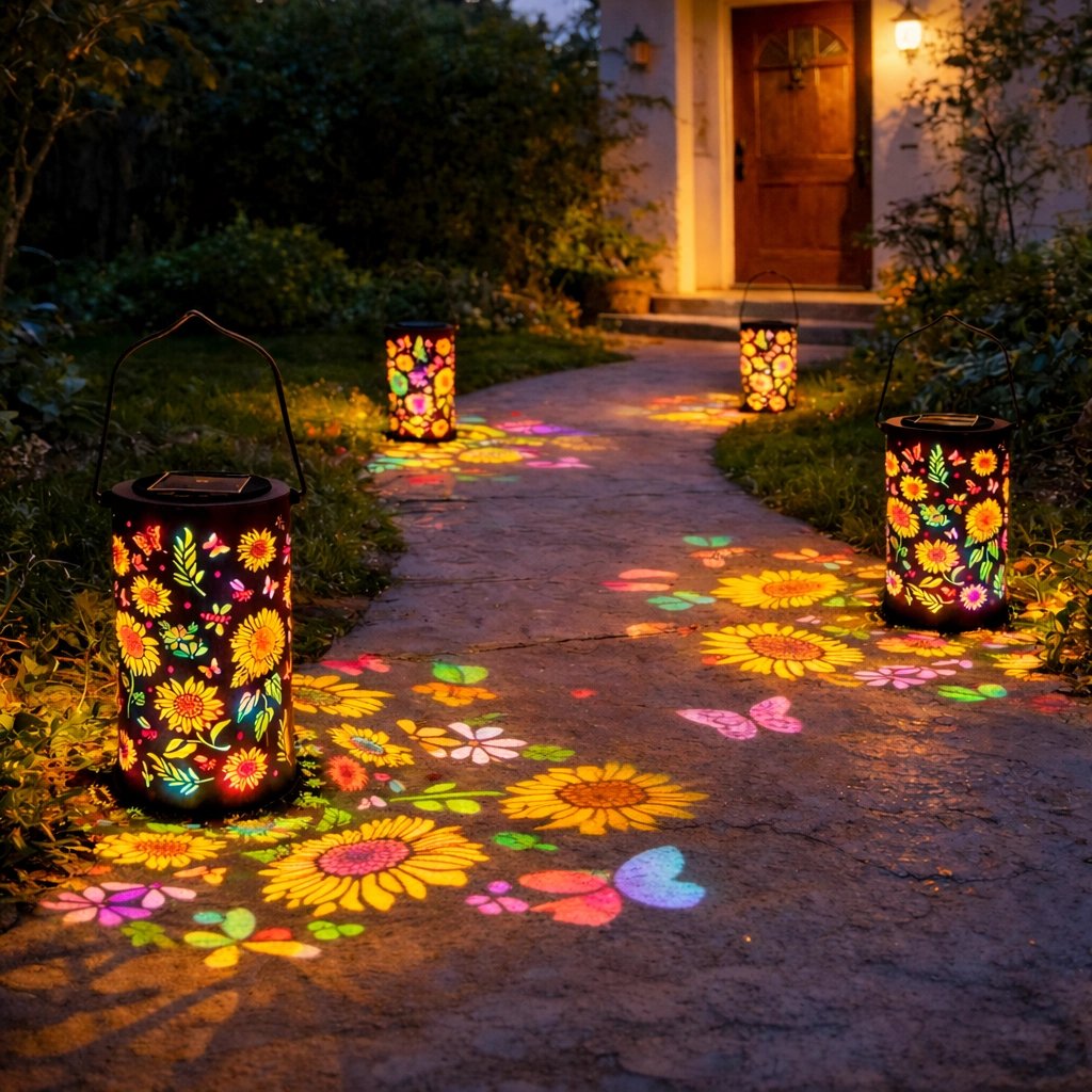 🌞Bunte Solar-Gartenlaterne mit Sonnenblumen-Leuchteffekt