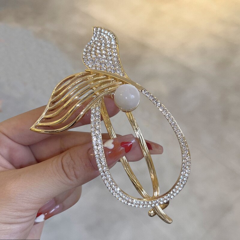 Fischschwanz-Haarklammer mit Strass oder Perlen