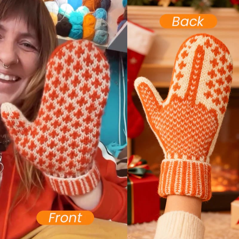 🔥LETZTER TAG 49 % RABATT – 🎅🧤✨ Nordische Stricklook-Handschuhe mit Verstecktem Pixel-Mittelfinger – Retro-Stil & Rebellischer Humor! ✨❄️