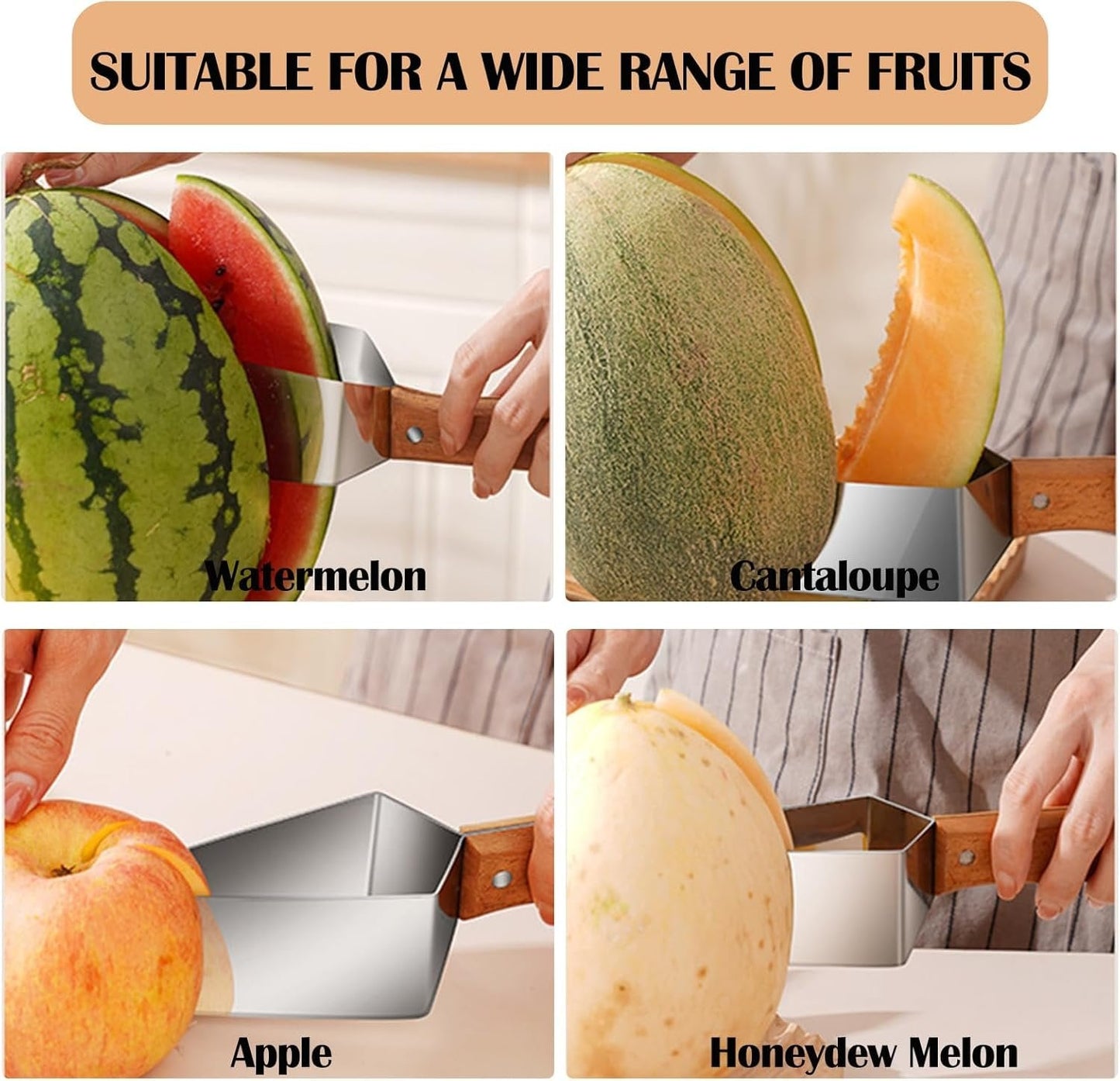 🍉🔪 Dreieckiger Wassermelonenschneider — Edelstahl mit Holzgriff