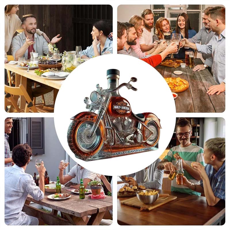 Kreative Motorrad-Weinflasche aus Glas