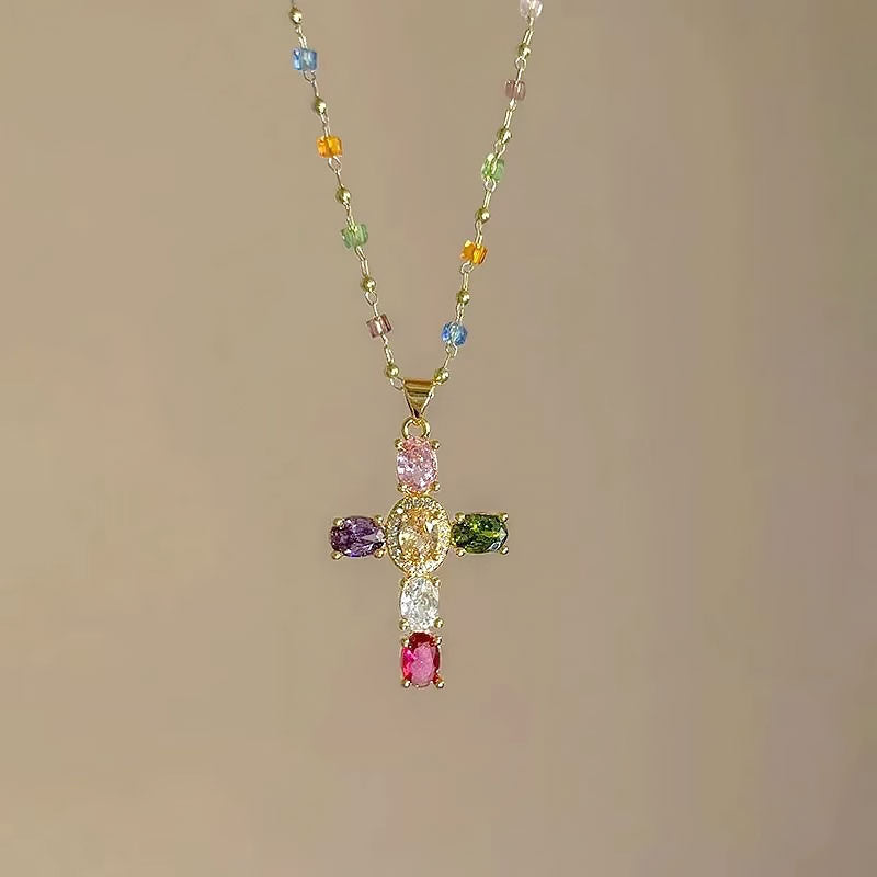 ✨Bunte Zirkonia-Kreuzkette✨