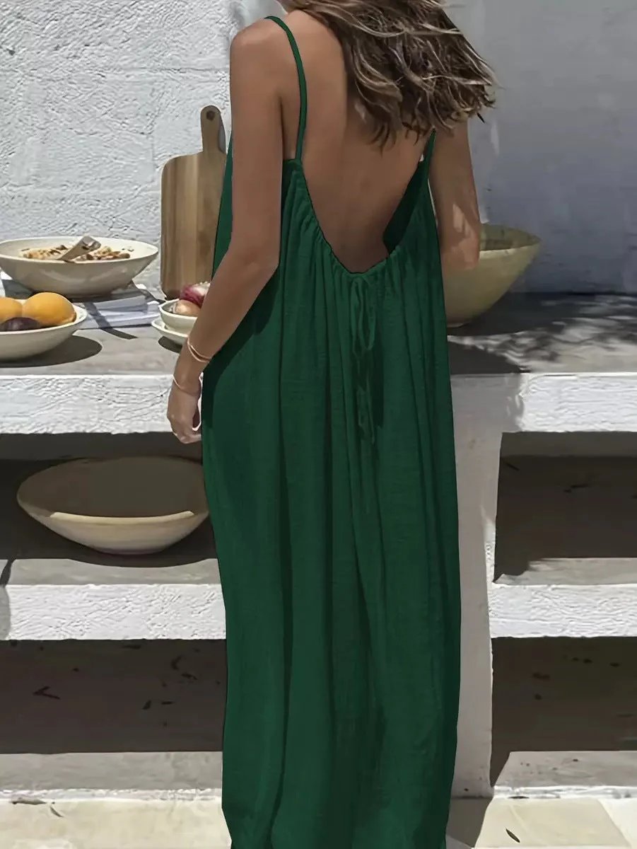 Off-Season-Schnäppchen✨60 % Rabatt 💃 Rückenfreies Maxikleid mit Spaghettiträgern